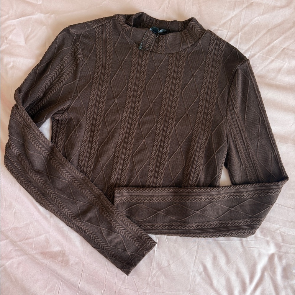 T.J.Maxx Chocolate Textured Long Sleeve Top